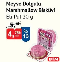 ETİ PUF MEYVE DOLGULU MARSHMALLOW BİSKÜVİ 20 GR fiyat ve kampanya bilgisi